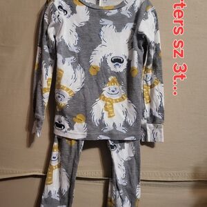 Carter's Gray and Yellow Yeti Pajama Set